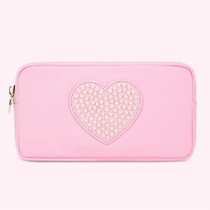 NWT Stoney Clover Lane Jumbo Heart Small Pouch flamingo pink sold out online